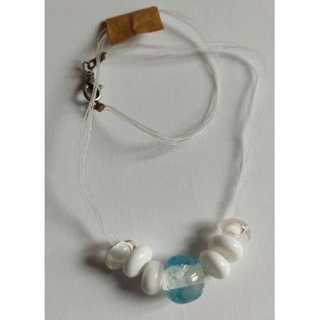 Collier transparent Blanc/Bleu 38cm Collier transparent Blanc/Bleu 38cm