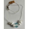Collier transparent Blanc/Bleu 38cm